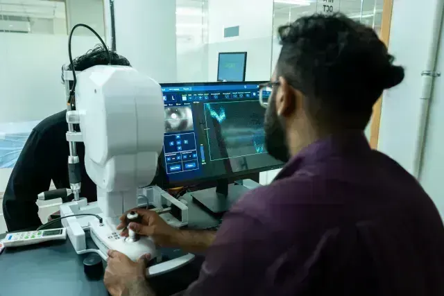 High-precision Optical Coherence Tomography (OCT) scanner at Kiranam Eye Clinic, Kechery